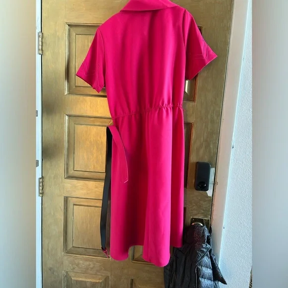 Vintage hot pink belted dress - Picture 5 of 5
